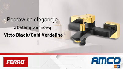 FERRO - Baterię wannowa Vitto Black/Gold Verdeline