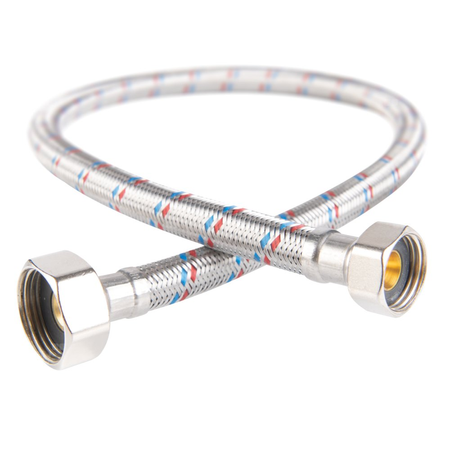 Wąż przyłączeniowy elastyczny FERRO z oplotem (stal), GW x GW, 1/2'' x 3/4'', długość 50 mm