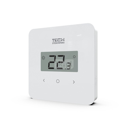 Przewodowy regulator pokojowy dwustanowy - duże cyfry (panel przedni ze szkła) biały, model T-2.1