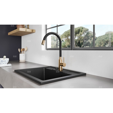 Bateria zlewozmywakowa stojąca z elastyczną wylewką ZUMBA GOLD INOX