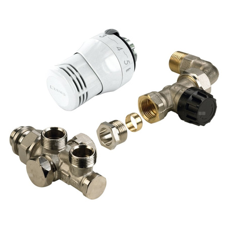 Zestaw termostatyczny kątowy (Senso M28 + 809GCB+dystrybutor 539E+złączki dn15) 1/2"-M22, Kv 0,95