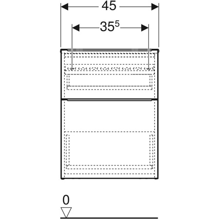 Boczna szafka Geberit iCon, z dwoma szufladami: H=60cm, Korpus i front: biały / lakierowany na wysoki połysk, Uchwyt: biały / powlekany proszkowo, matowy