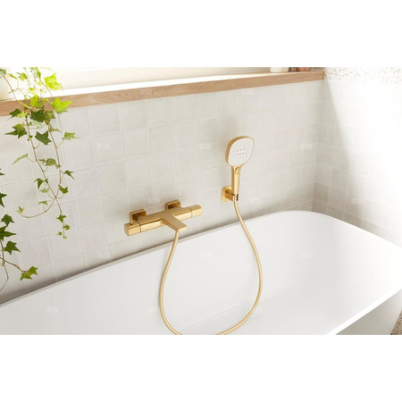 Bateria Malaga, termostatyczna, wannowa, ścienna, PVD brushed light gold