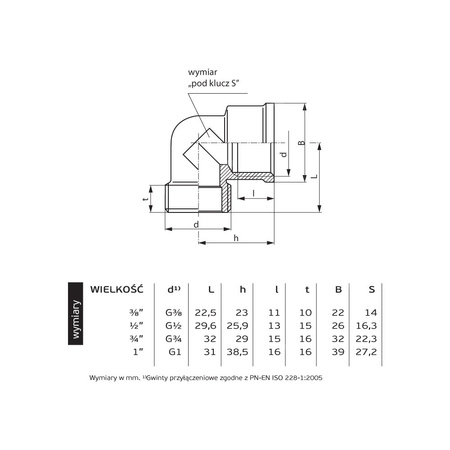 Kolano PERFEXIM 5114, mosiądz, 1/2'' (GW x GZ), PN16 bar