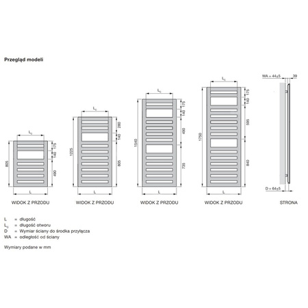 Grzejnik elektryczny ZEHNDER Metropolitan Spa 1225 x 500 mm, kolor biały, moc 500 W