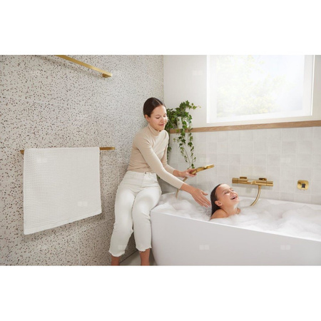 Bateria Malaga, termostatyczna, wannowa, ścienna, PVD brushed light gold