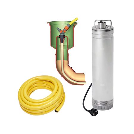 Pakiet pompy Ogród KOMFORT GARANTIA - pompa wewnętrzna zatapialna , zewnętrzny punkt poboru wody , zestaw do podlewania ogrodu , zestaw z pompą do zbiorników na deszczówkę , zestaw ogrodowy bez zbiornika