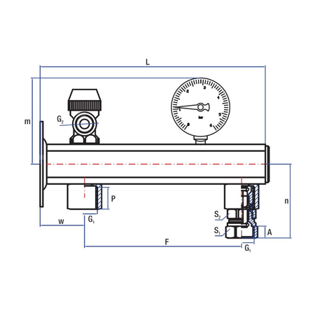 Grupa bezpieczeństwa RUMET c.w.u. G 3/4 x G 1/2 mosiądz