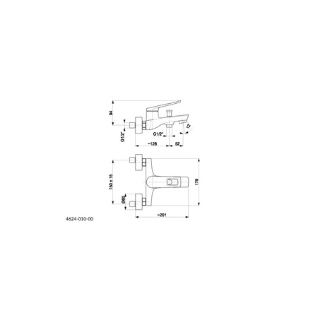 Bateria wannowa ścienna KFA Armatura AMAZONIT, kolor chrom