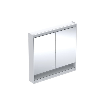 Szafka z lustrem Geberit ONE z wnęką i ComfortLight, z dwoma drzwiami, montaż natynkowy, wysokość 90 cm: B=90cm, Biały / Aluminium malowane proszkowo