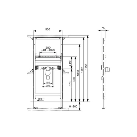 TECEprofil - stelaż montażowy pod umywalkę z syfonem podtynkowym