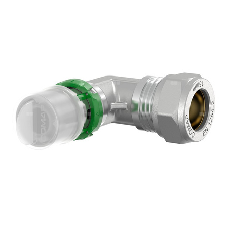 Kolano, końcówka zaprasowywana 90' COMAP MultiSkin Visu-Control, mosiądz, 16x2 x 15 mm (MZ x zacisk)