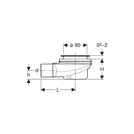Pokrywa odpływu Geberit d90, do syfonu brodzikowego, wysokość zasyfonowania 30 / 50 mm: Biały-alpin