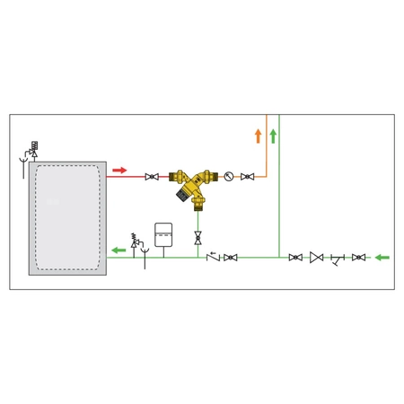 Termostatyczny zawór mieszający "L" 35 st. -65 st. C DN25 ze złączkami