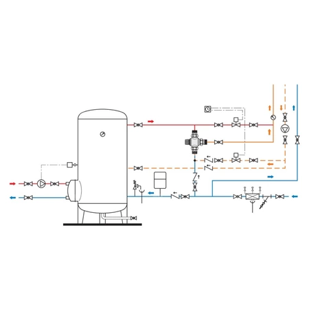 Regulowany termostatyczny zawór mieszający z wymiennym wkładem do systemów scentralizowanych 2"
