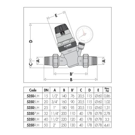 Regulator ciśnienia z wymiennym wkładem z manometrem oraz wskaźnikiem nastawy 1" praca w wysokiej temperaturze
