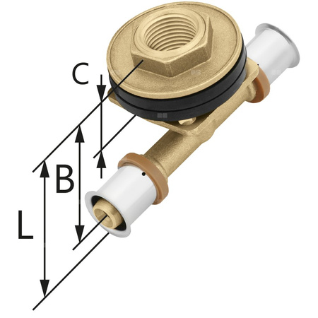 Trójnik mosiężny do suchej zabudowy GW ultraPRESS - 16 Rp1/2" L = 62 mm