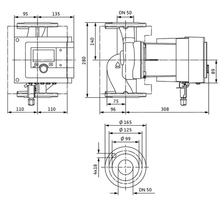 Pompa obiegowa WILO Stratos MAXO-Z 50/0,5-9 PN16 1 x 230 V 50/60 Hz, PN 16/16bar