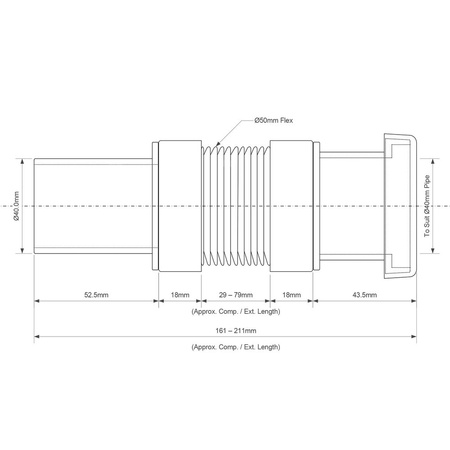 Złączka montażowa harmonijkowa MINIFLEX 40x40mm