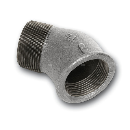 Kolano 45' SANHA 121#, żeliwo (ocynk galwaniczny/elektrolityczny) (ocynk), 1 1/2'' (GW x GZ)