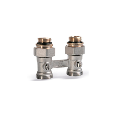 Przyłącze grzejnikowe, rozstaw 50mm, proste DN15/DN20 DG - podwójne przyłacze grzejnikowe, proste, 1/2" x 1/2", niklowane
