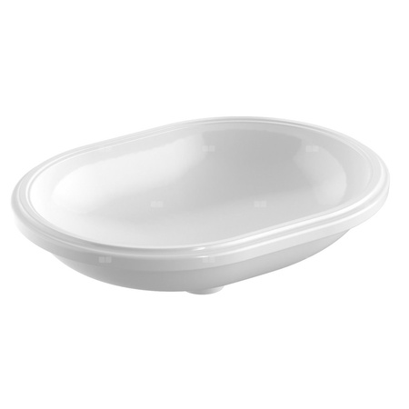 Umywalka GEBERIT Variform eliptyczna, biała / KeraTect, 625mm, bez otworu na baterię, bez odpływu przelewowego, bez półki