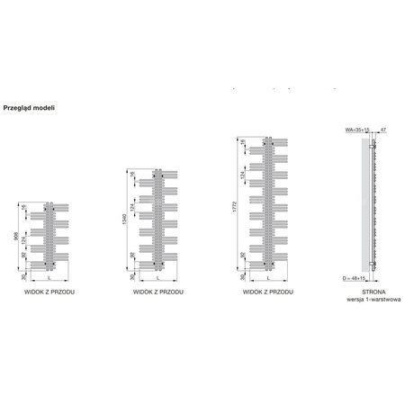 Grzejnik drabinkowy ZEHNDER Yucca, wym. 1340 x 800 mm, kolor biały RAL9016, moc 661W
