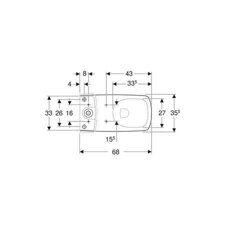 Deska sedesowa Geberit Selnova Square, slim, mocowanie od góry: Biały / Błyszczący, Zawiasy wypinane=Nie, Wolne opadanie=Nie, Materiał zawiasów=Stal nierdzewna
