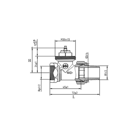 Zawór grzejnikowy termostatyczny KFA Armatura prosty, połączenie 1/2'' mosiądz (niklowanie)