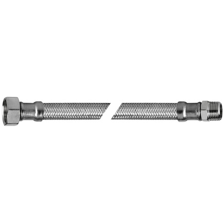 Wąż elastyczny przyłączeniowy QIK stal nierdzewna, 1/2'' x 12 mm x 1/2'', dł. 700 mm, GW x GZ z oplotem