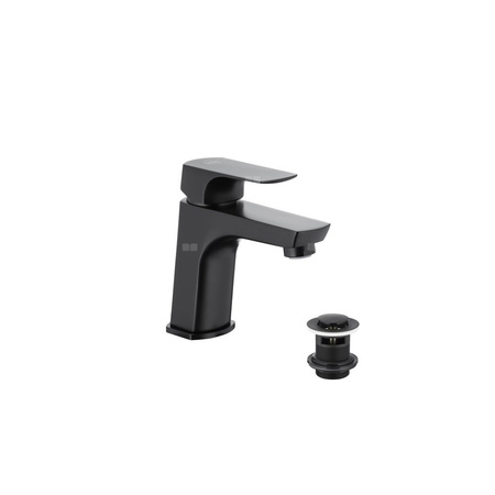 Bateria umywalkowa stojąca KFA Armatura MOKAIT click clack, czarny, montaż blat / otwór na baterię