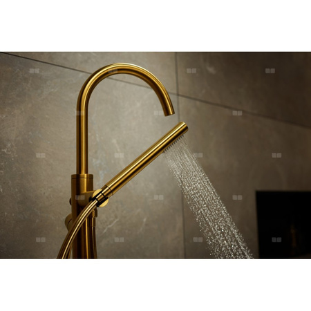 Bateria wannowa stojąca KFA Armatura MOZA, kolor złoty, montaż podłoga