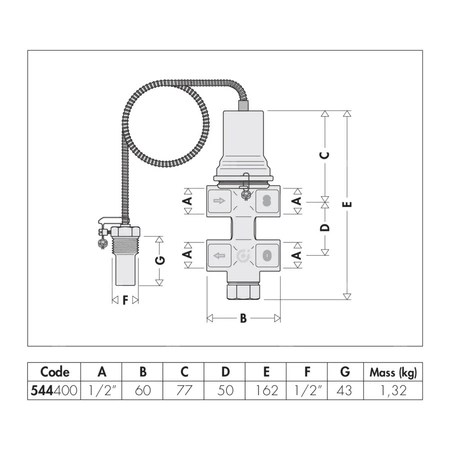 Zawór upustowy bezpieczeństwa termicznego z działaniem pozytywnym z automatycznym dopełnianiem 1/2'' 100stC
