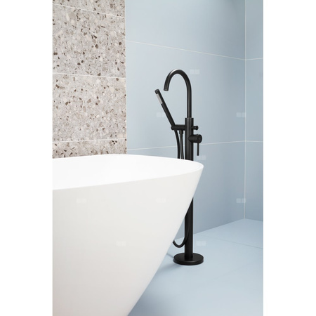 Bateria wannowa stojąca KFA Armatura MOZA, kolor czarny, montaż podłoga