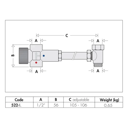 Regulowany termostatyczny zawór mieszający do zasobników c.w.u. 1/2" 40÷60 st. C