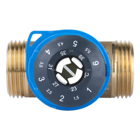 Zawór regulacyjny termostatyczny do wody ciepłej AFRISO ATM 561 ze śrubunkami mosiądz GZ 1'', DN 20, zakres temp. 20-43'C, Kvs 2.5 m3/h, maksymalna temperatura 90'C, maksymane ciśnienie 10 bar