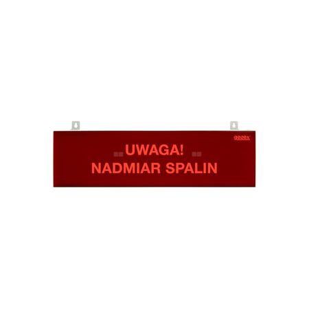 tablica ostrzegawcza "UWAGA! NADMIAR SPALIN", podświetlenie czerwone LED, wbudowana cicha syrenka, zasilanie 12/24V