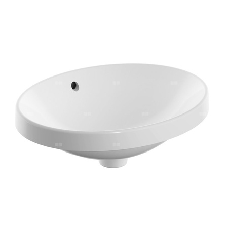 Umywalka GEBERIT Variform eliptyczna, biała / KeraTect, 500mm, bez otworu na baterię, wpuszczana w blat, z odpływem przelewowym, bez półki