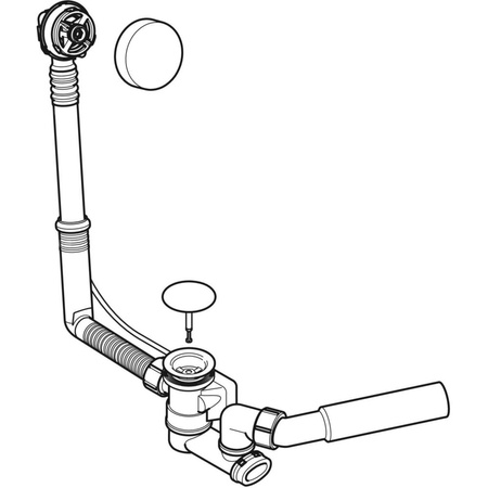 Zestaw odpływowo-przelewowy Geberit, d52, długość 26 cm, z zestawem wykończeniowym: Chrom błyszczący, d=40/50mm