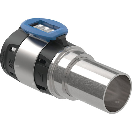Złączka przejściowa  GEBERIT FlowFit, brąz krzemowy bezołowiowy, 16 mm x 15 mm (złącze do śrubunku zaciskowego x łącznik zaprasowywany)