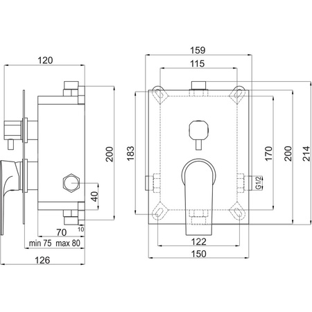 Bateria podtynkowa FERRO ALGEO SQUARE 2-funkcyjna, kolor chrom