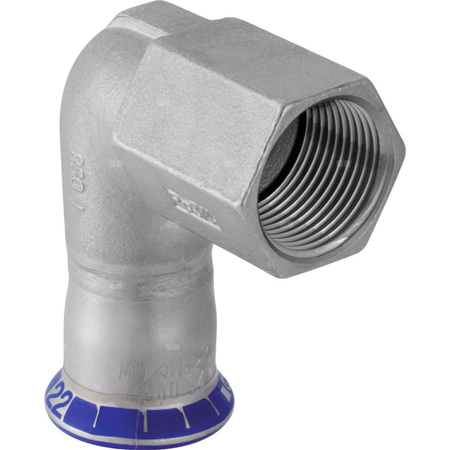 Kolano 90' GEBERIT Mapress Edelstahl przejściowe, stal nierdzewna, 1/2'' x 15 mm (GW x mufa zaprasowywana), (głębokość: 37 mm) z uszczelką
