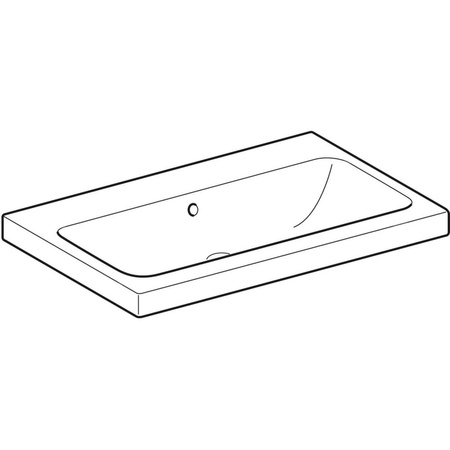 Umywalka GEBERIT iCon Light prostokątna, biała, 750mm, bez otworu na baterię, z odpływem przelewowym, półka od ściany