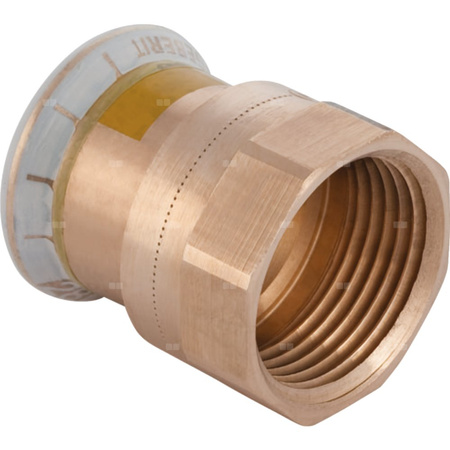 Złączka GEBERIT Mapress Kupfer Gas przejściowa z gwintem wewn. do gazu, Cu, 3/4'' x 15 mm (GW x mufa zaprasowywana), (głębokość: 2 mm) z uszczelką