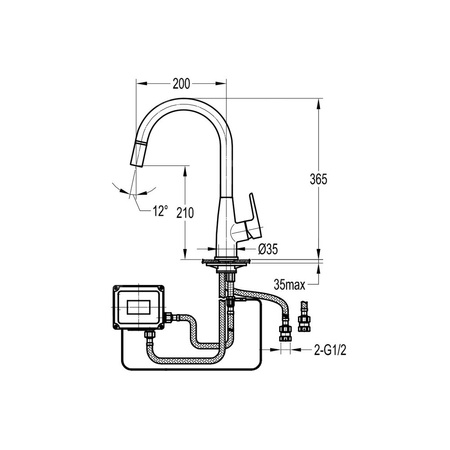 Bateria zlewozmywakowa KFA Armatura TAURI, kolor chrom, mosiądz