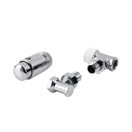 PHA-025 Komplet termostatyczny kątowy do podłączenia grzejnika (chrom)