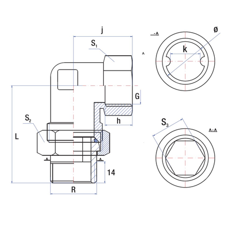Śrubunek kątowy 90' RUMET o-ring mosiądz 1/2'' x 1/2'' (gw x gz), z uszczelką