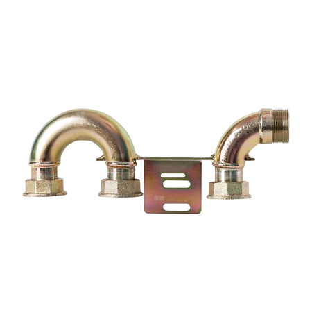 Monozłącze pod gazomierz G4/G6 130mm, śrubunek 5/4” x GZ 5/4” - z łukiem z lewej strony