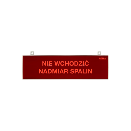tablica ostrzegawcza "NIE WCHODZIĆ NADMIAR SPALIN", podświetlenie czerwone LED, wbudowana cicha syrenka, zasilanie 12/24V