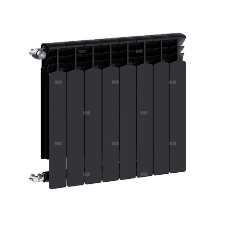 Grzejnik żeberkowy KFA Armatura G600F/8 aluminium, podłączenie boczne 672 x 644 mm, kolor czarny